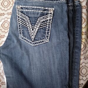 Women's Blue Embroidered Back-Pocket Jeans